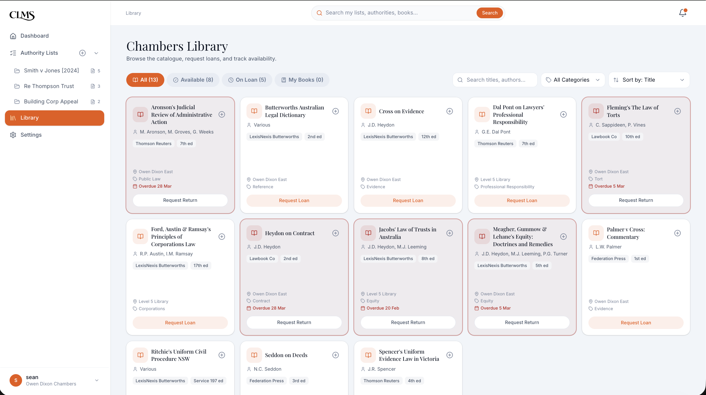 CLMS chambers library catalogue