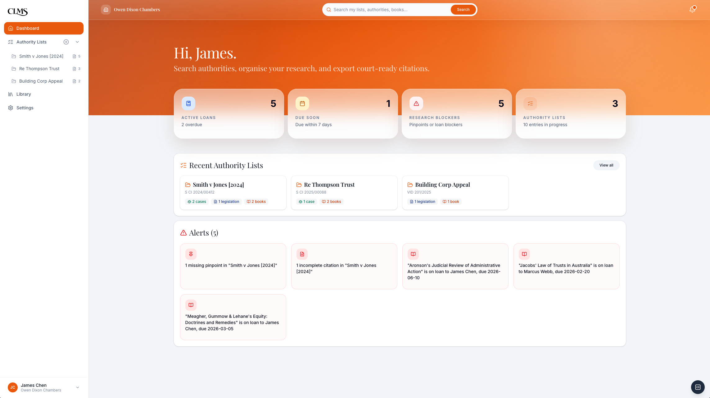 CLMS: From Authority Lists to Chambers Operations