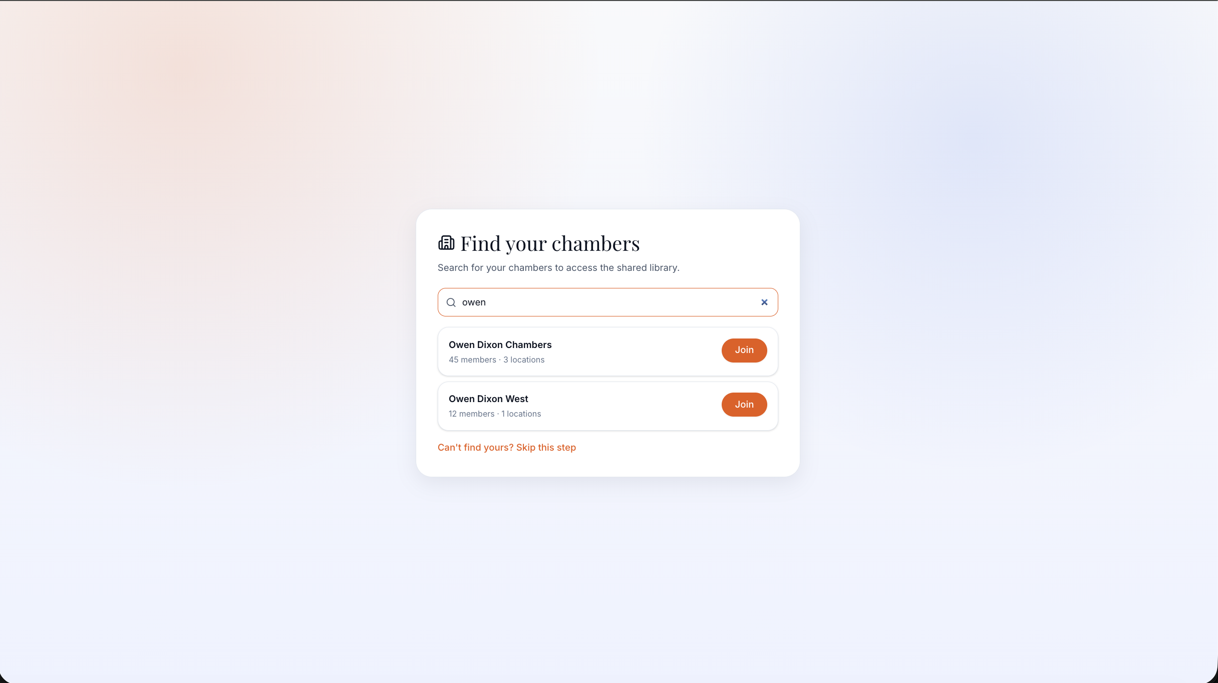 CLMS chambers search: find and join your chambers to access the shared library