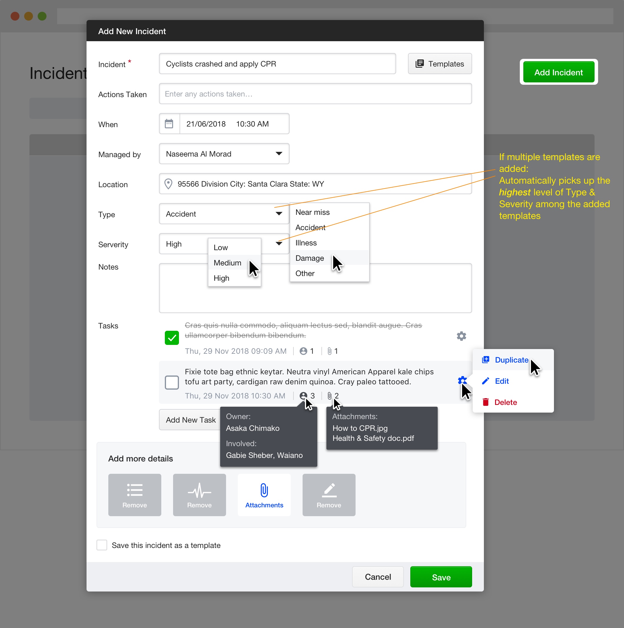 incident template added