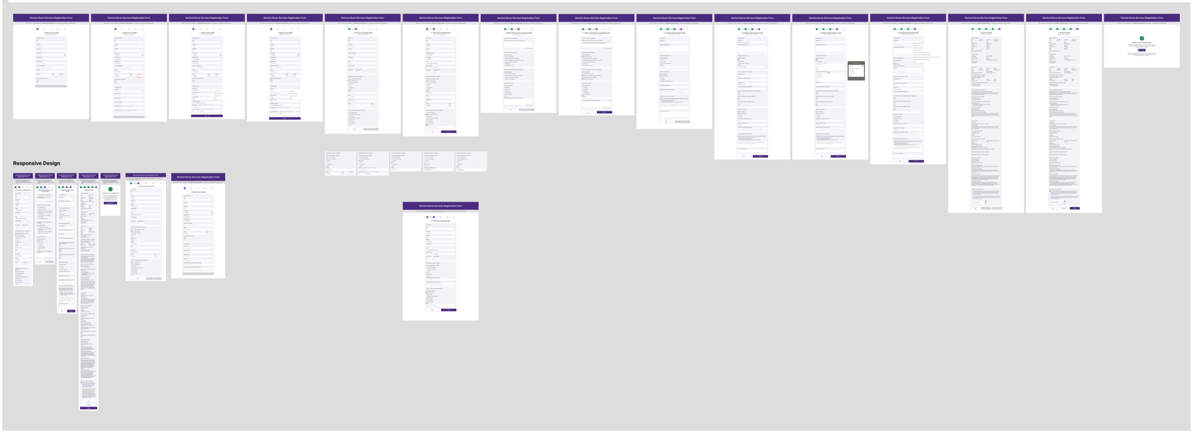 Nursing Referral Form V1.0 — iteration wall across desktop, tablet, mobile